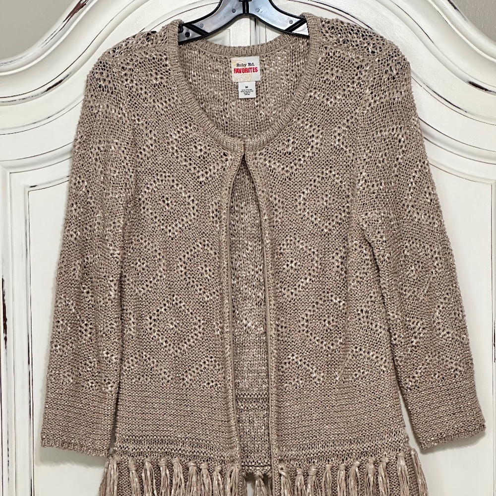 Long Sleeve Fringed Sweater